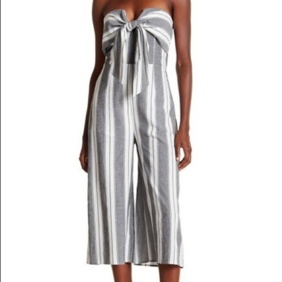Gianni Bini Pants - Gianni Bini strapless striped crop palazzo jumpsuit romper small *C1